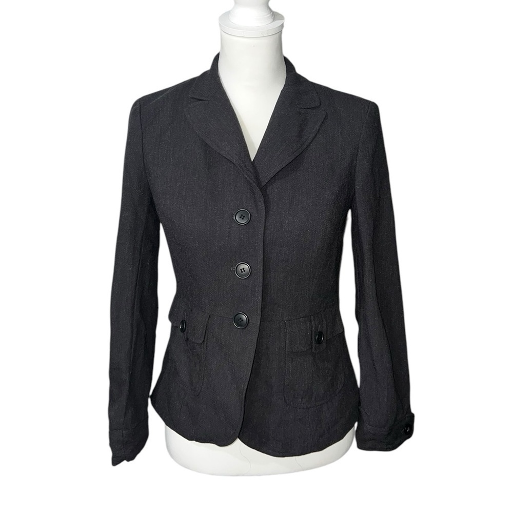 LOFT Gray Petite Button Jacket w/Tab Pockets